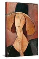 Portrait of a Woman (Jeanne Hébuterne) in Large Hat, c.1918-Amedeo Modigliani-Stretched Canvas