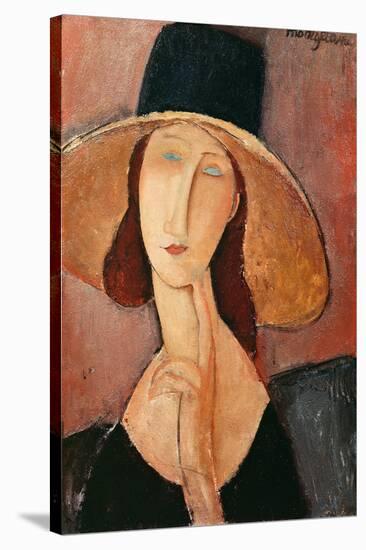 Portrait of a Woman (Jeanne Hébuterne) in Large Hat, c.1918-Amedeo Modigliani-Stretched Canvas