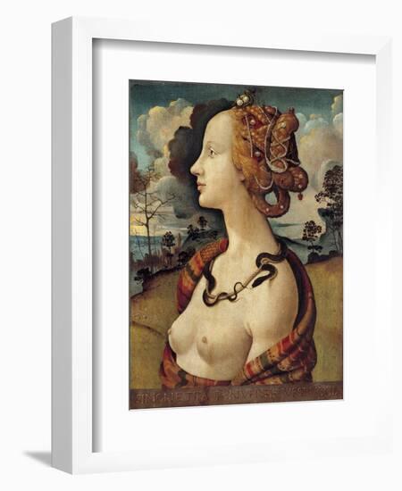 Portrait of a Woman Named Simonetta Vespucci - by Piero Di Cosimo-null-Framed Giclee Print