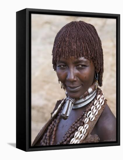 Portrait of a Woman of the Hamer Tribe, Lower Omo Valley, Southern Ethiopia-Gavin Hellier-Framed Stretched Canvas