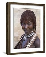 Portrait of a Woman of the Hamer Tribe, Lower Omo Valley, Southern Ethiopia-Gavin Hellier-Framed Photographic Print