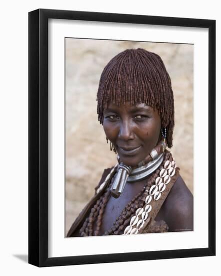 Portrait of a Woman of the Hamer Tribe, Lower Omo Valley, Southern Ethiopia-Gavin Hellier-Framed Photographic Print