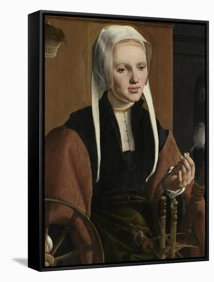 Portrait of a woman, possibly Anna Codde, 1529-Maerten van Heemskerck-Framed Stretched Canvas