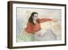 Portrait of a woman seated on a sofa-John Stanton Ward-Framed Giclee Print