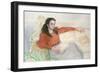 Portrait of a woman seated on a sofa-John Stanton Ward-Framed Giclee Print