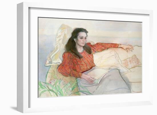 Portrait of a woman seated on a sofa-John Stanton Ward-Framed Giclee Print