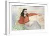 Portrait of a woman seated on a sofa-John Stanton Ward-Framed Giclee Print