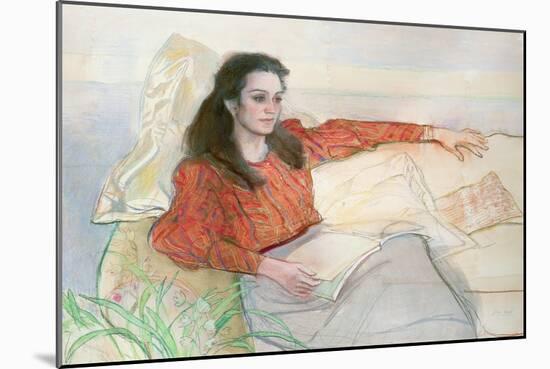 Portrait of a woman seated on a sofa-John Stanton Ward-Mounted Giclee Print