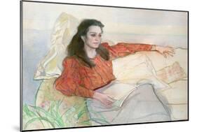 Portrait of a woman seated on a sofa-John Stanton Ward-Mounted Giclee Print