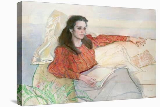 Portrait of a woman seated on a sofa-John Stanton Ward-Stretched Canvas