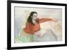 Portrait of a woman seated on a sofa-John Stanton Ward-Framed Giclee Print