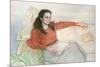 Portrait of a woman seated on a sofa-John Stanton Ward-Mounted Giclee Print