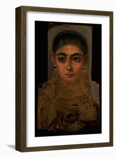 Portrait of a Woman Wearing a Gold Pectoral, Tomb Decoration, from Fayum, 120-130 AD-Roman Period Egyptian-Framed Giclee Print