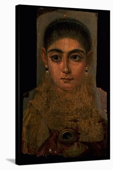 Portrait of a Woman Wearing a Gold Pectoral, Tomb Decoration, from Fayum, 120-130 AD-Roman Period Egyptian-Stretched Canvas