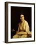 Portrait of a Woman Wearing a Pearl Necklace and Holding a Fan-Alexei Alexevich Harlamoff-Framed Giclee Print