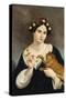 Portrait of a Woman with a Cat and Ivy-Juan Cordero-Stretched Canvas