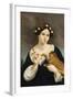 Portrait of a Woman with a Cat and Ivy-Juan Cordero-Framed Art Print