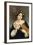 Portrait of a Woman with a Cat and Ivy-Juan Cordero-Framed Art Print