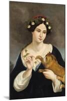 Portrait of a Woman with a Cat and Ivy-Juan Cordero-Mounted Art Print