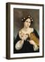 Portrait of a Woman with a Cat and Ivy-Juan Cordero-Framed Art Print