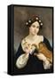 Portrait of a Woman with a Cat and Ivy-Juan Cordero-Framed Stretched Canvas