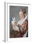 Portrait of a Woman with a Dog-Jean-Honoré Fragonard-Framed Art Print