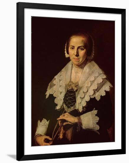 Portrait of a Woman with a Fan, 1640-Frans Hals-Framed Giclee Print