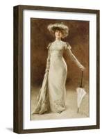 Portrait of a Woman with a Parasol-Francois Edouard Zier-Framed Giclee Print