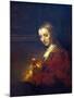 Portrait of a Woman with a Pink Carnation-Rembrandt van Rijn-Mounted Art Print