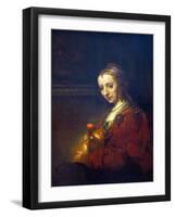 Portrait of a Woman with a Pink Carnation-Rembrandt van Rijn-Framed Art Print
