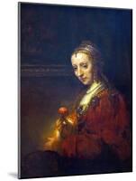 Portrait of a Woman with a Pink Carnation-Rembrandt van Rijn-Mounted Art Print