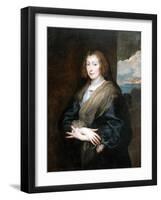 Portrait of a Woman with a Rose, Between 1635 and 1639-Sir Anthony Van Dyck-Framed Giclee Print