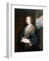 Portrait of a Woman with a Rose, Between 1635 and 1639-Sir Anthony Van Dyck-Framed Giclee Print