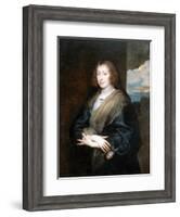 Portrait of a Woman with a Rose, Between 1635 and 1639-Sir Anthony Van Dyck-Framed Giclee Print