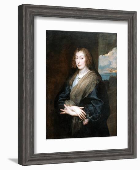 Portrait of a Woman with a Rose, Between 1635 and 1639-Sir Anthony Van Dyck-Framed Giclee Print