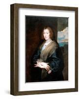 Portrait of a Woman With a Rose-Sir Anthony Van Dyck-Framed Giclee Print