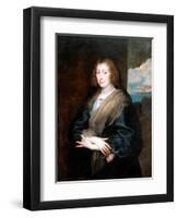 Portrait of a Woman With a Rose-Sir Anthony Van Dyck-Framed Giclee Print