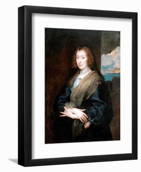 Portrait of a Woman With a Rose-Sir Anthony Van Dyck-Framed Giclee Print