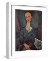 Portrait of a Woman with a White Collar-Amedeo Modigliani-Framed Giclee Print