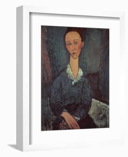 Portrait of a Woman with a White Collar-Amedeo Modigliani-Framed Giclee Print