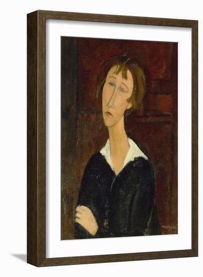 Portrait of a Woman with a White Collar-Amadeo Modigliani-Framed Giclee Print