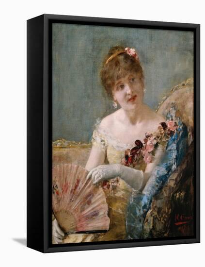 Portrait of a Woman with Fan, 1879-Henri Gervex-Framed Stretched Canvas