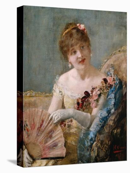 Portrait of a Woman with Fan, 1879-Henri Gervex-Stretched Canvas