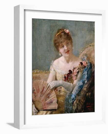 Portrait of a Woman with Fan, 1879-Henri Gervex-Framed Giclee Print