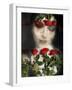 Portrait of a Woman with Flowers with Red Roses-Alaya Gadeh-Framed Photographic Print