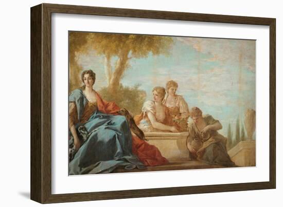 Portrait of a Woman with Her Two Dogs-Antonio Pellegrini-Framed Giclee Print