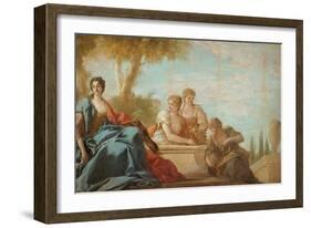 Portrait of a Woman with Her Two Dogs-Antonio Pellegrini-Framed Giclee Print