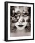 Portrait of a Woman with Roses in Sepia Monotonous Shades, Composing-Alaya Gadeh-Framed Photographic Print