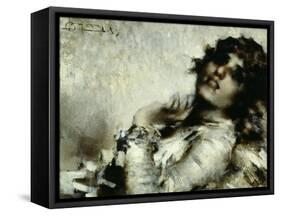 Portrait of a Woman-Luigi Conconi-Framed Stretched Canvas
