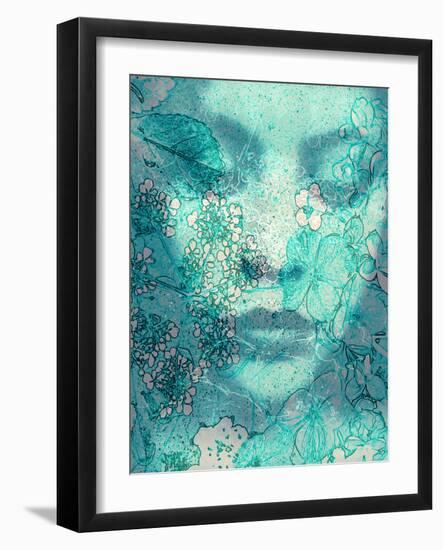 Portrait of a Womans Face with Floral Layer-Alaya Gadeh-Framed Photographic Print